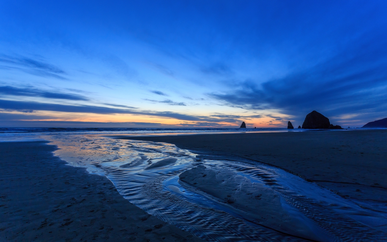 Sunset Oregon Beach for 1280 x 800 widescreen resolution