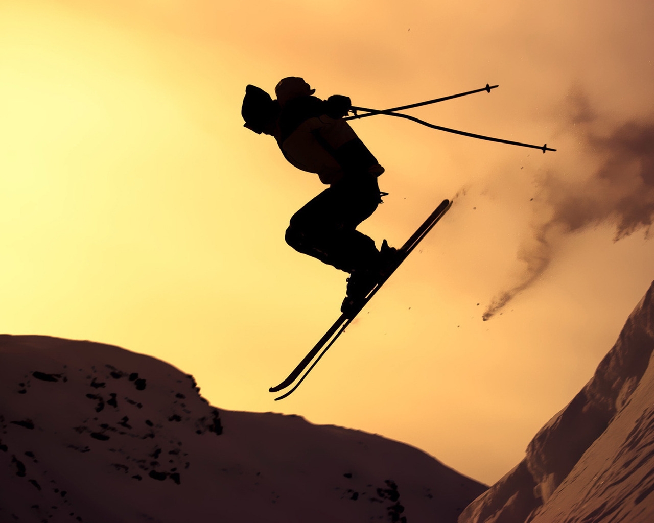 Sunset Skiing for 1280 x 1024 resolution