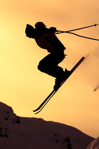 Sunset Skiing for 320 x 480 iPhone resolution