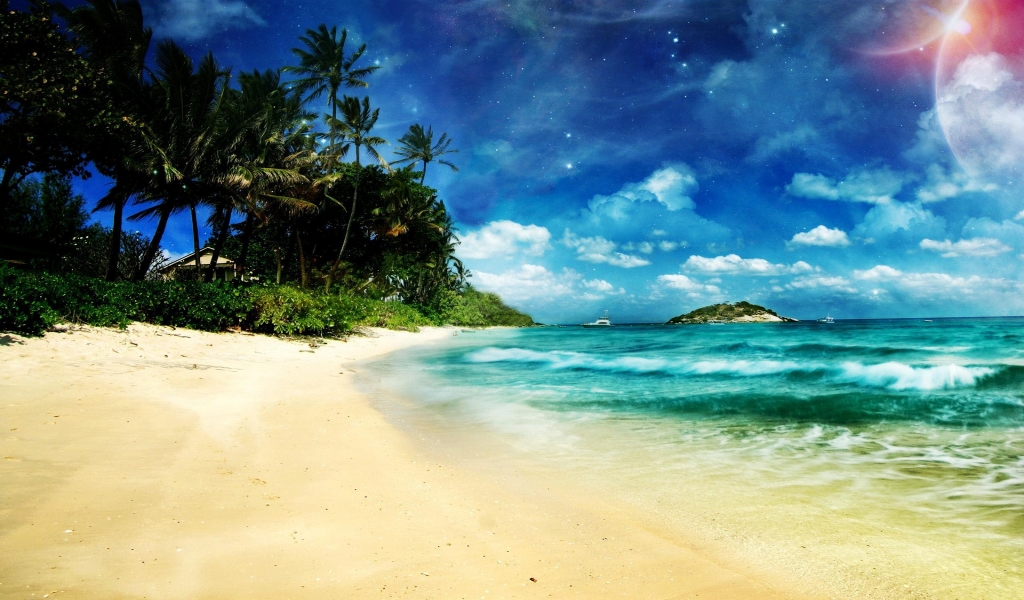 Superb Ocean Beach for 1024 x 600 widescreen resolution