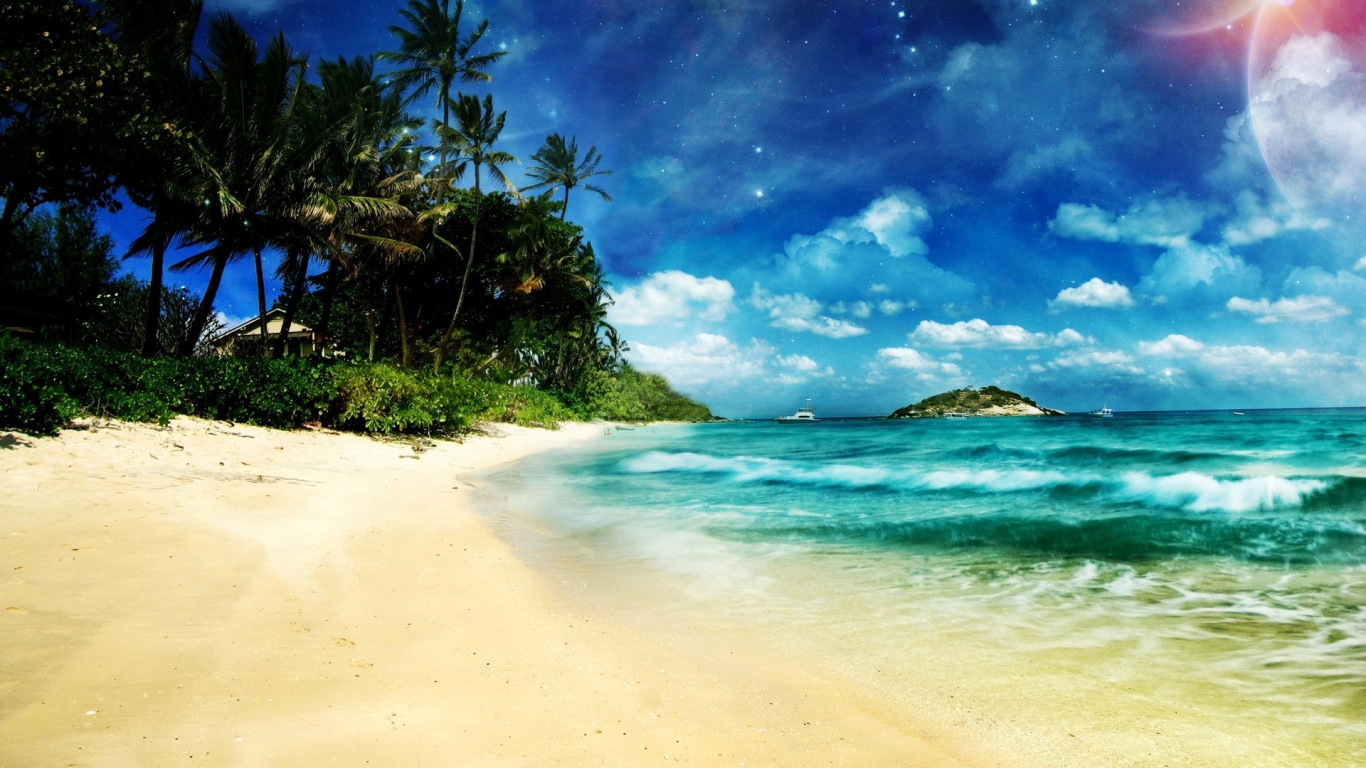 Superb Ocean Beach for 1366 x 768 HDTV resolution