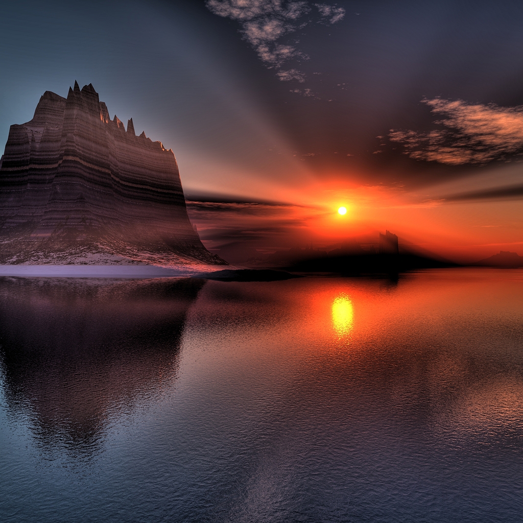 Superb Sunset Reflection for 1024 x 1024 iPad resolution