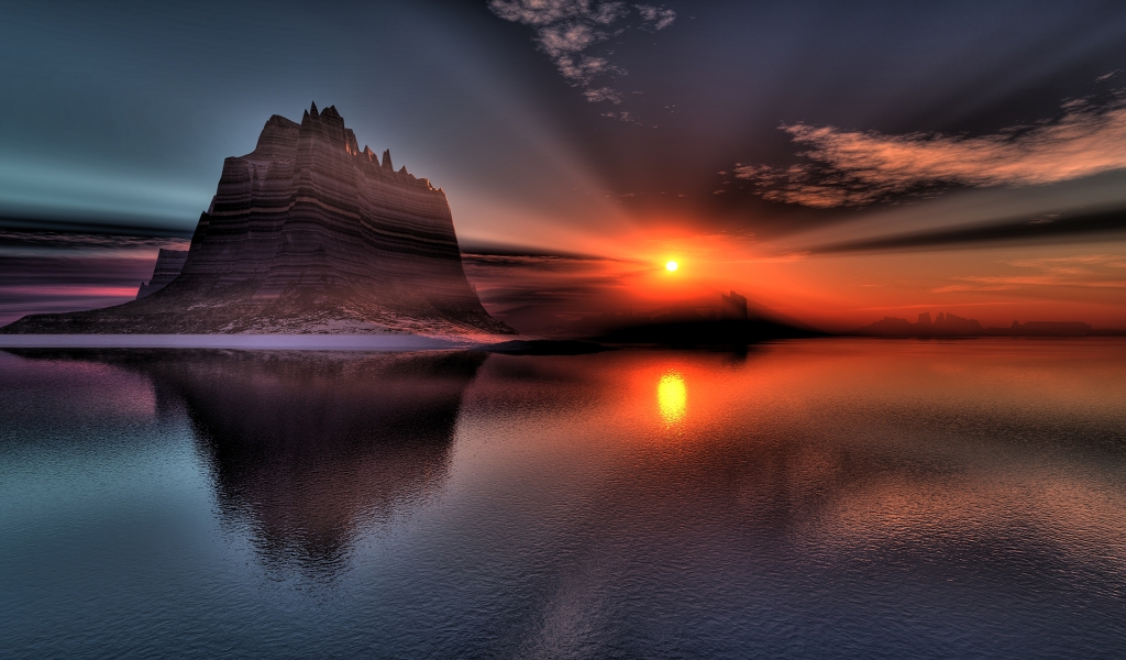 Superb Sunset Reflection for 1024 x 600 widescreen resolution