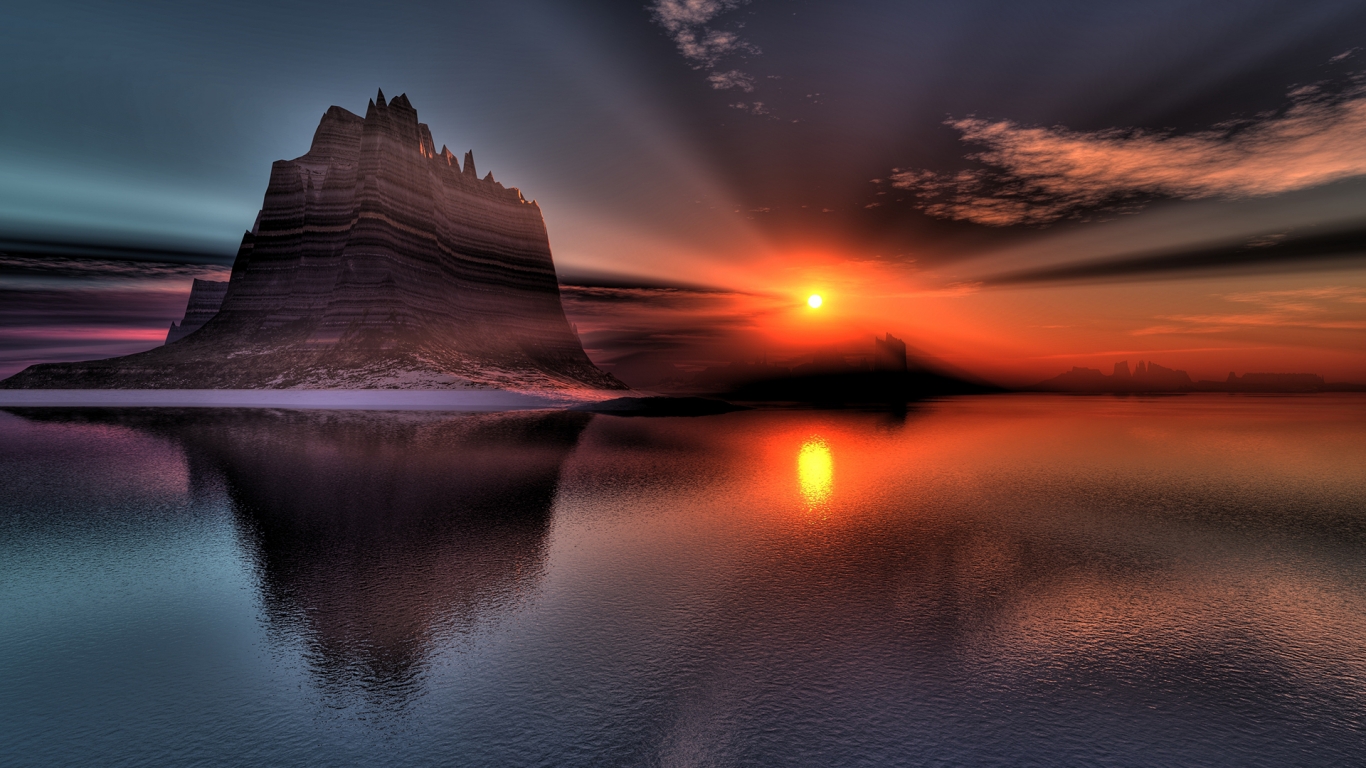 Superb Sunset Reflection for 1366 x 768 HDTV resolution