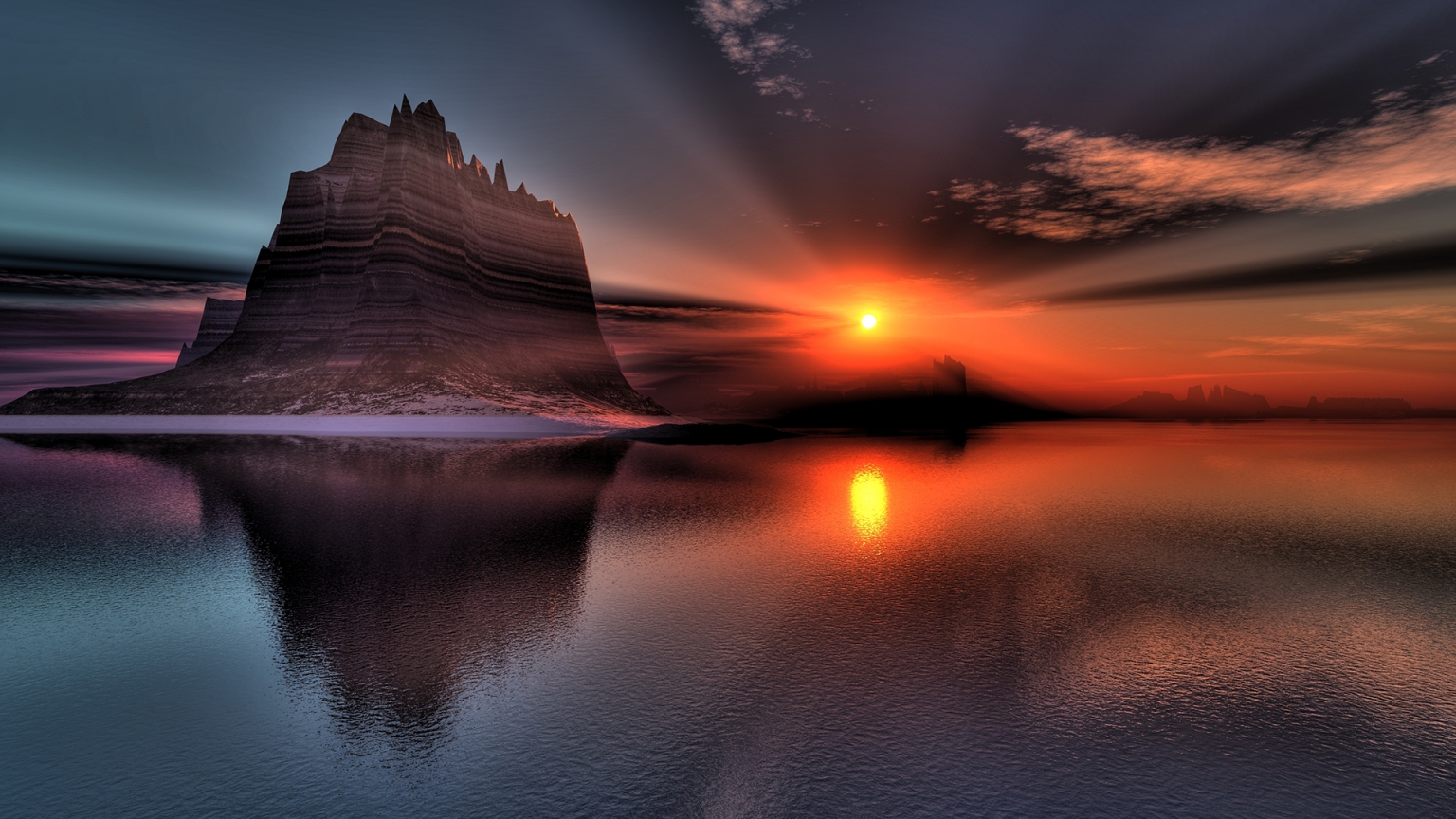 Superb Sunset Reflection for 1536 x 864 HDTV resolution