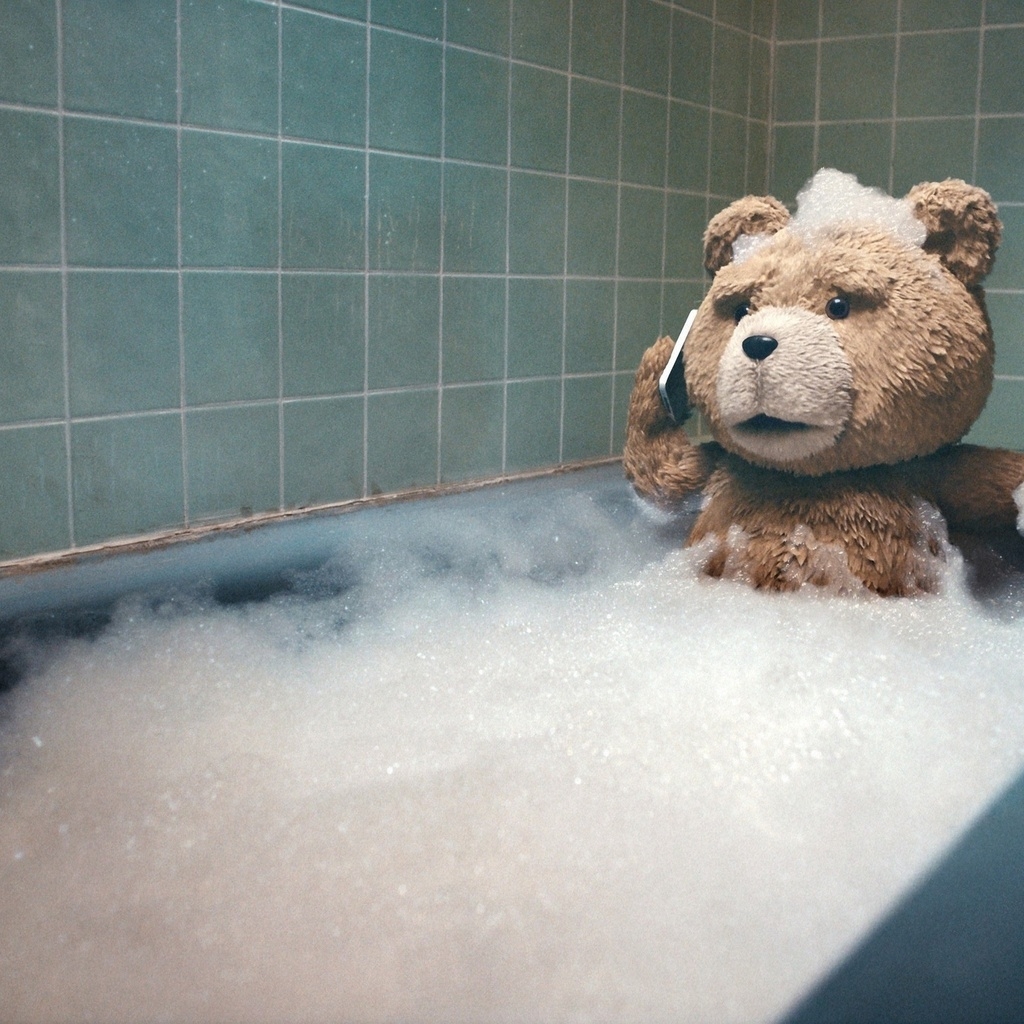 Ted taking a Bath for 1024 x 1024 iPad resolution