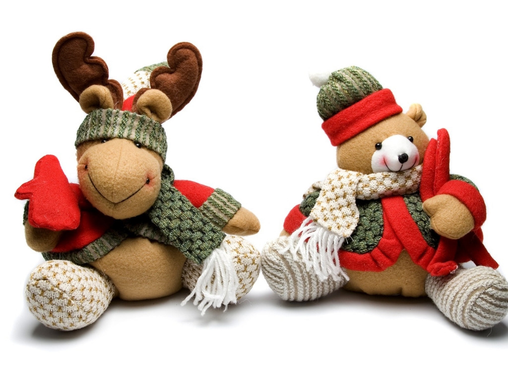 Teddy Bear and Reindeer Toy for 1024 x 768 resolution