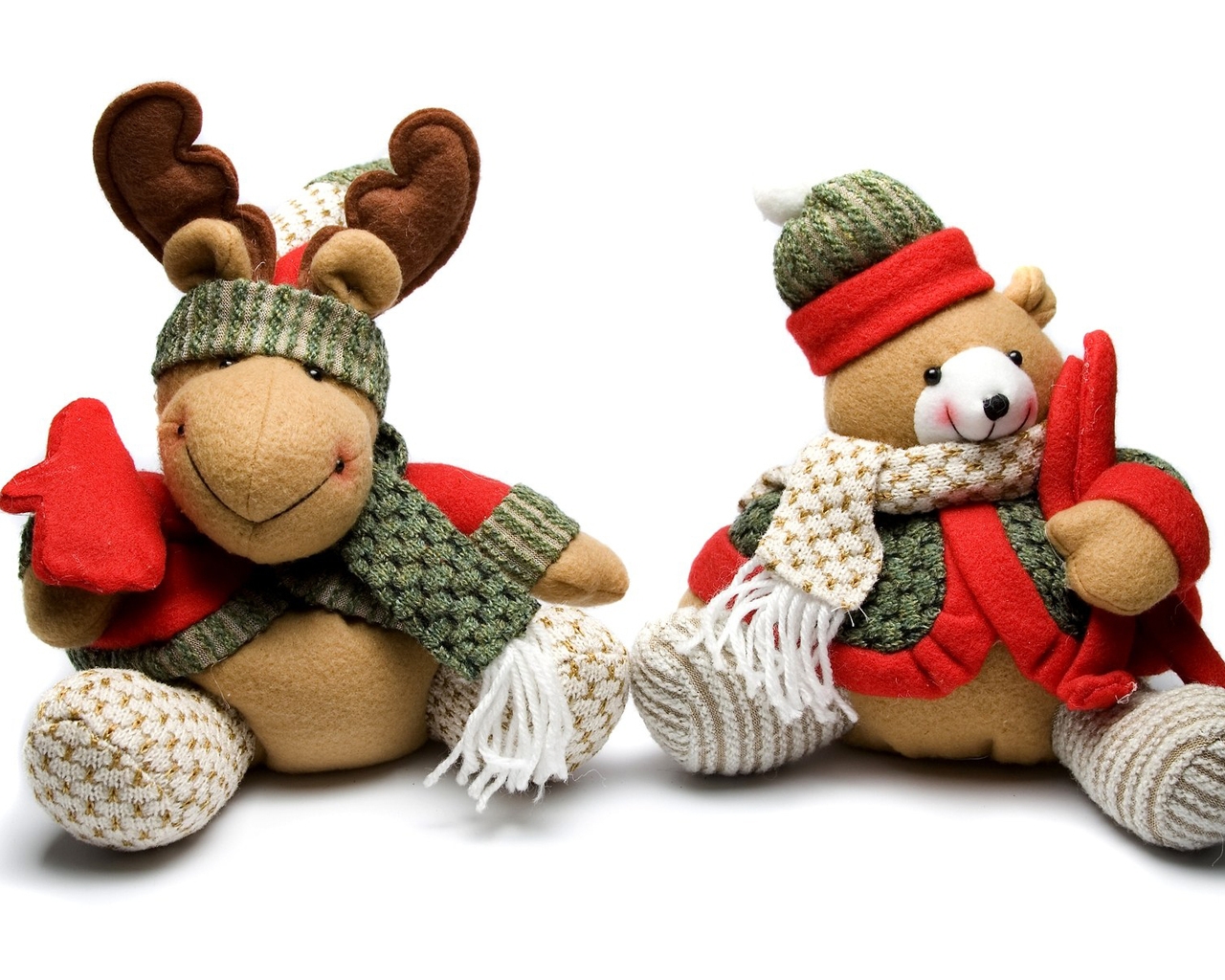 Teddy Bear and Reindeer Toy for 1280 x 1024 resolution