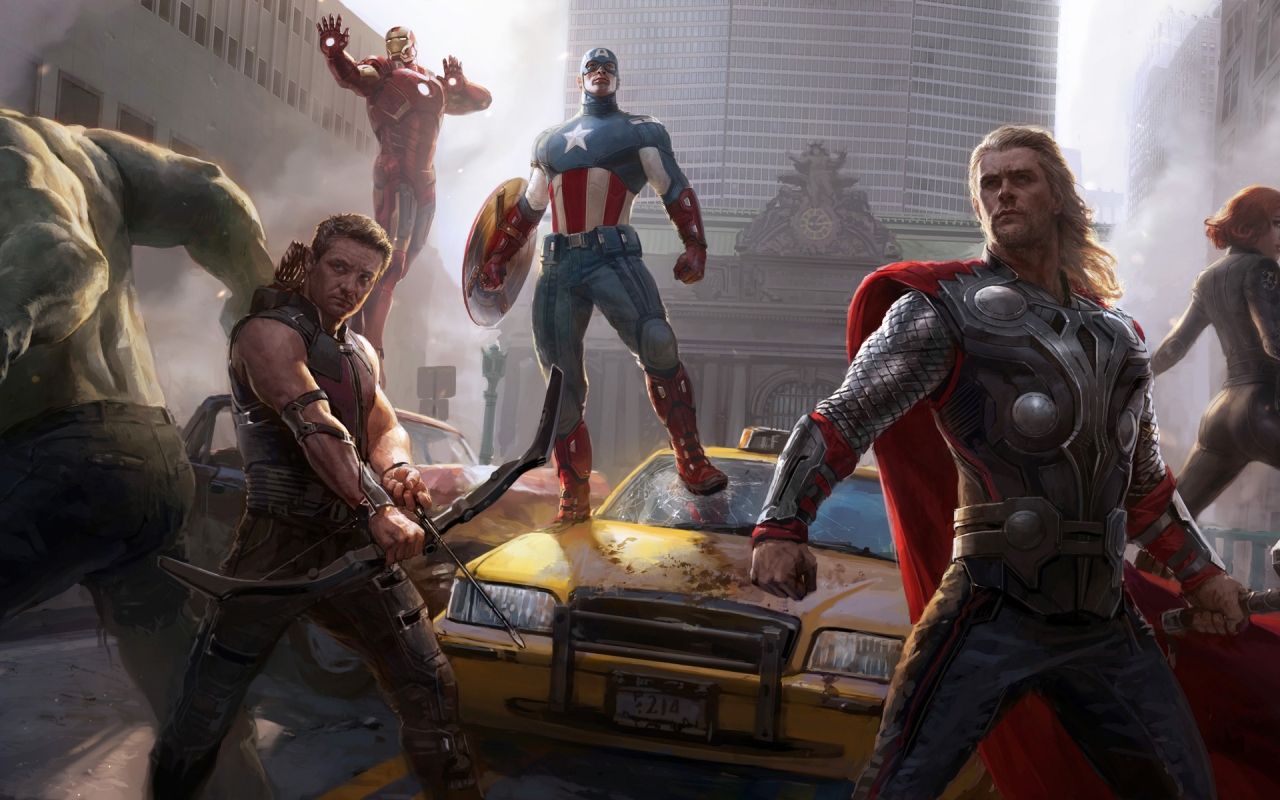The Avengers Drawing for 1280 x 800 widescreen resolution