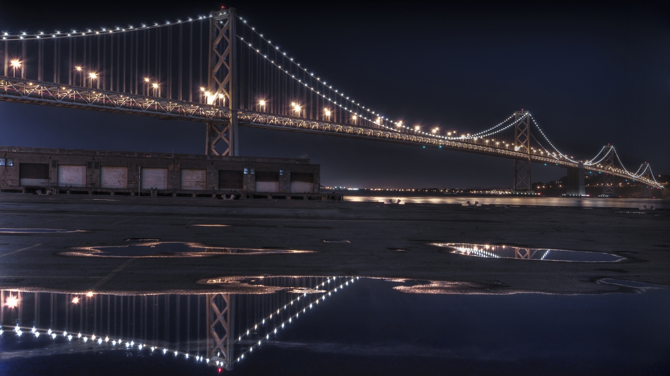 The Bay Bridge Reflecting for 1366 x 768 HDTV resolution