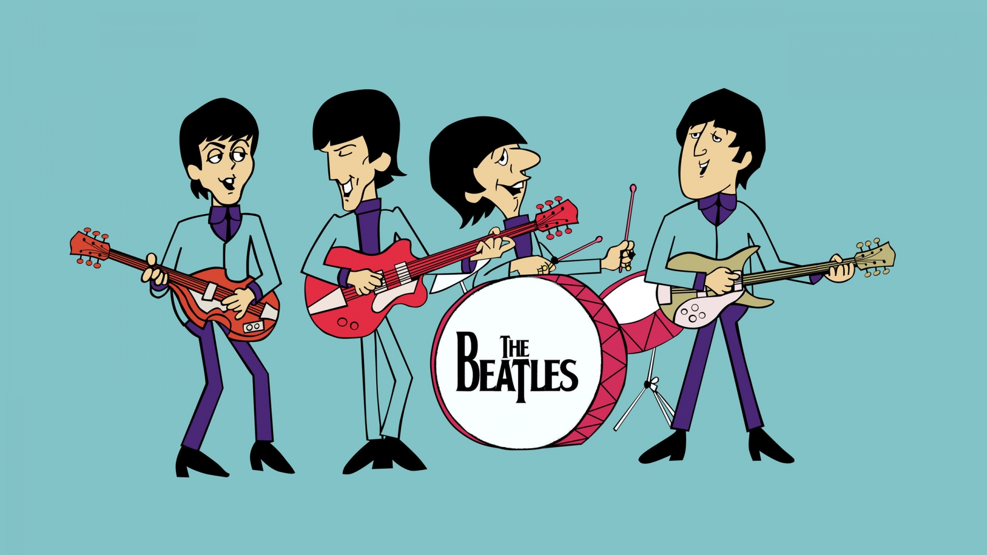 The Beatles Comics for 1920 x 1080 HDTV 1080p resolution