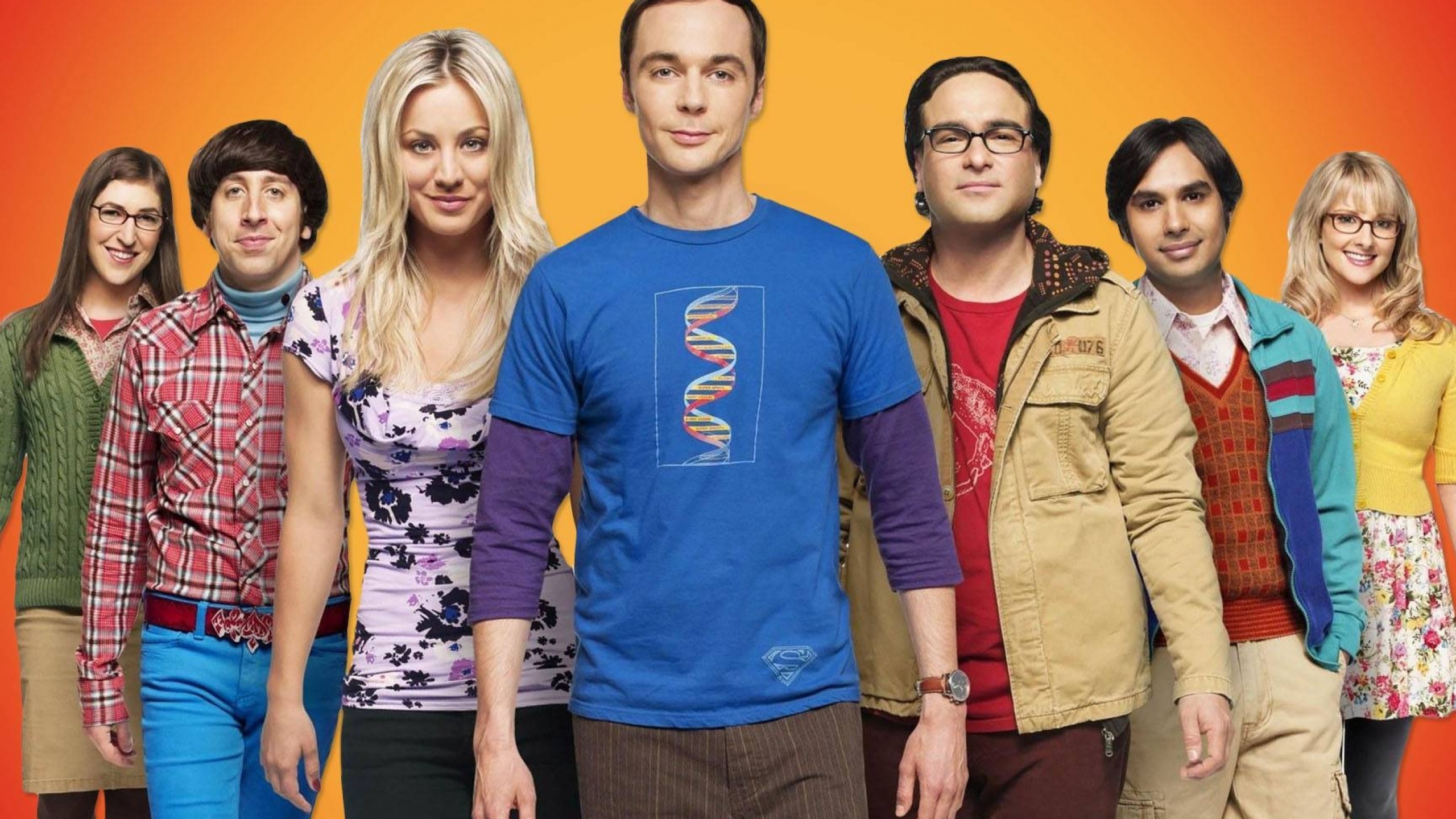 The Big Bang Theory Smiley Cast for 2560x1440 HDTV resolution