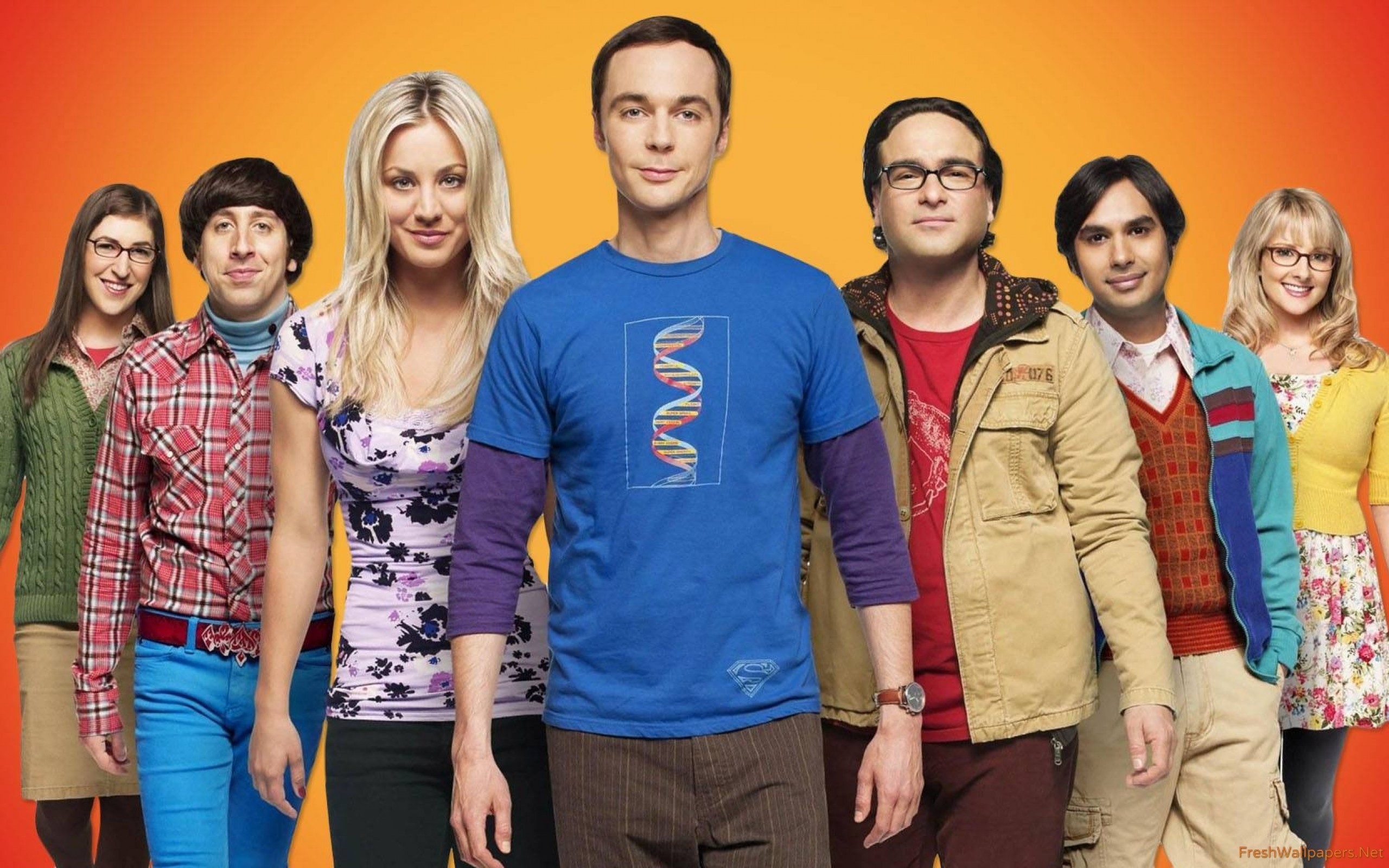 The Big Bang Theory Smiley Cast for 2560 x 1600 widescreen resolution
