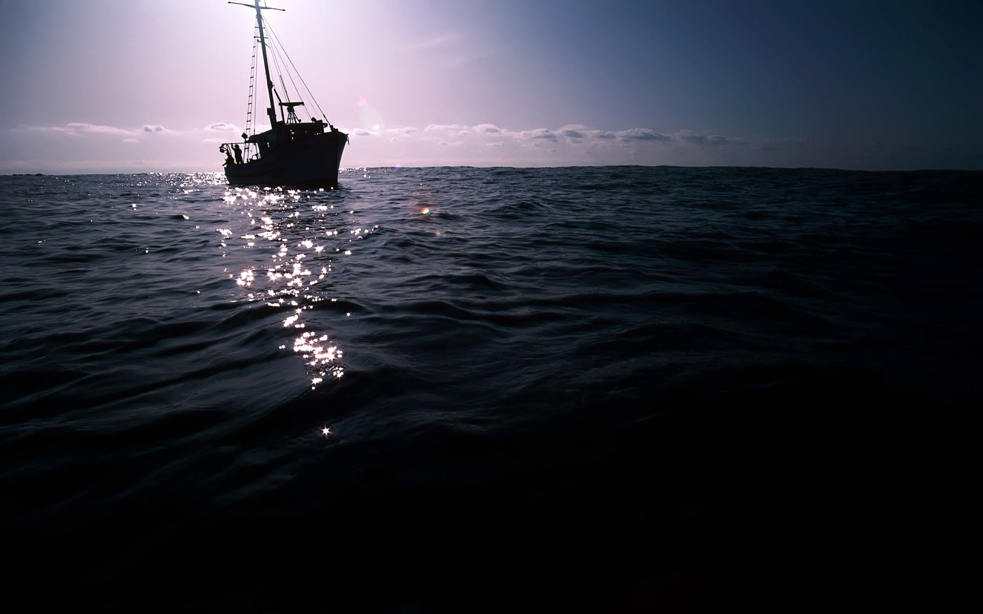 The Dark Boat on Sea for 1920 x 1200 widescreen resolution