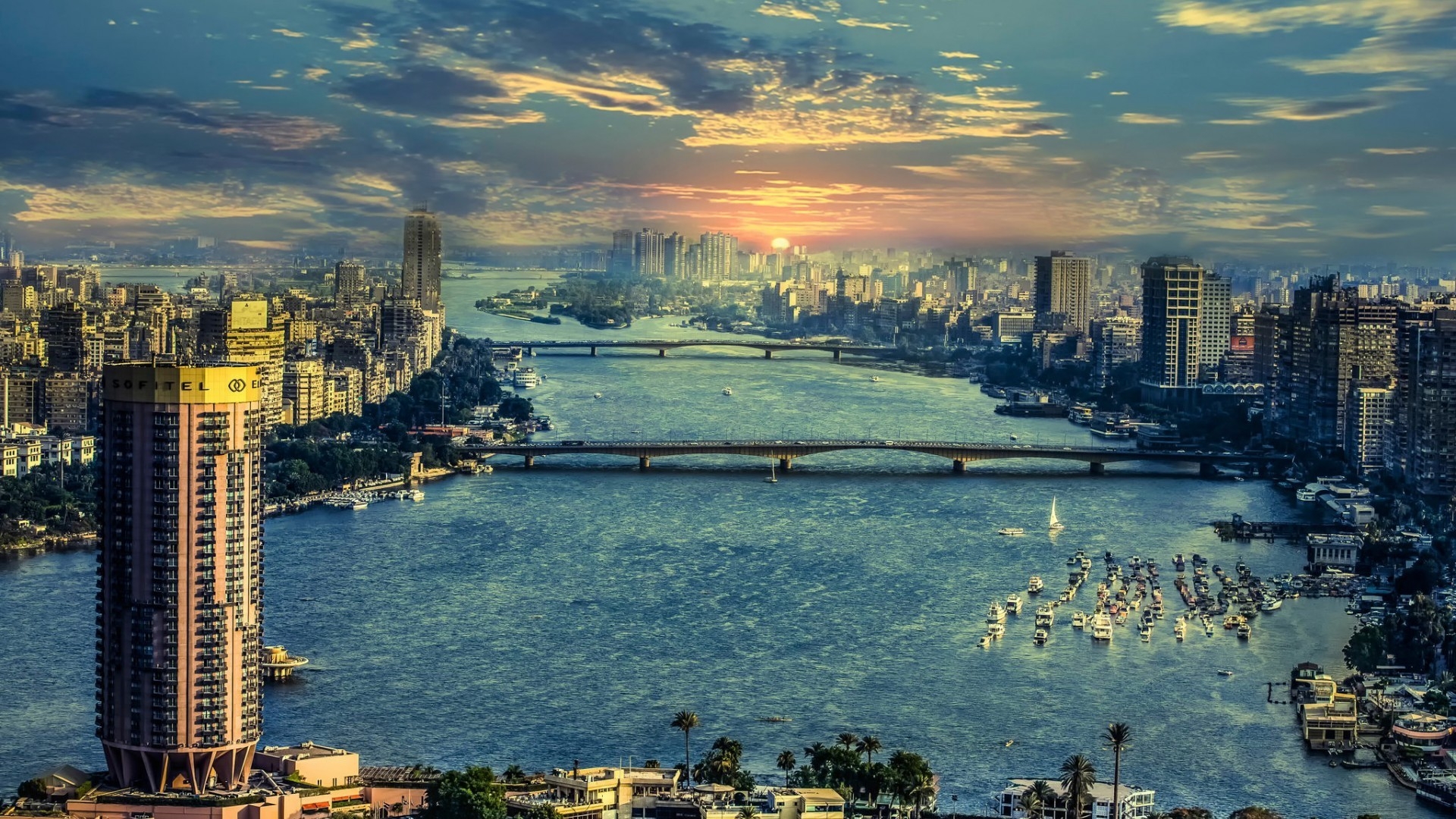 The River Nile in Cairo for 1920 x 1080 HDTV 1080p resolution