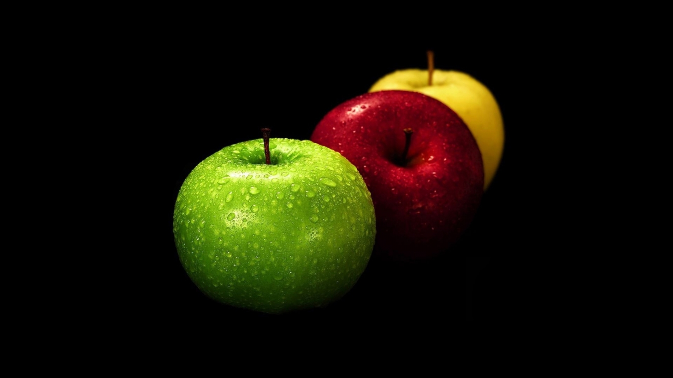 Three Colored apples for 1366 x 768 HDTV resolution