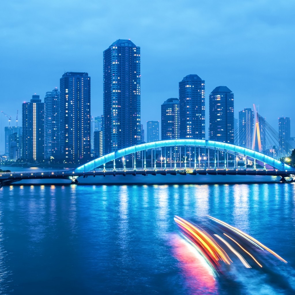 Tokyo Night Bridge Landscape for 1024 x 1024 iPad resolution
