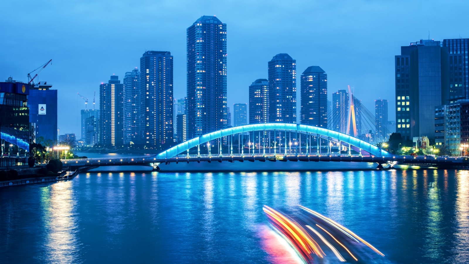 Tokyo Night Bridge Landscape for 1600 x 900 HDTV resolution