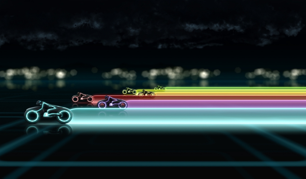 Tron Legacy Race for 1024 x 600 widescreen resolution