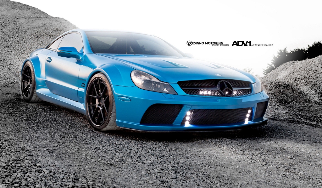 Turquoise ADV Wheels Mercedes SL65 for 1024 x 600 widescreen resolution