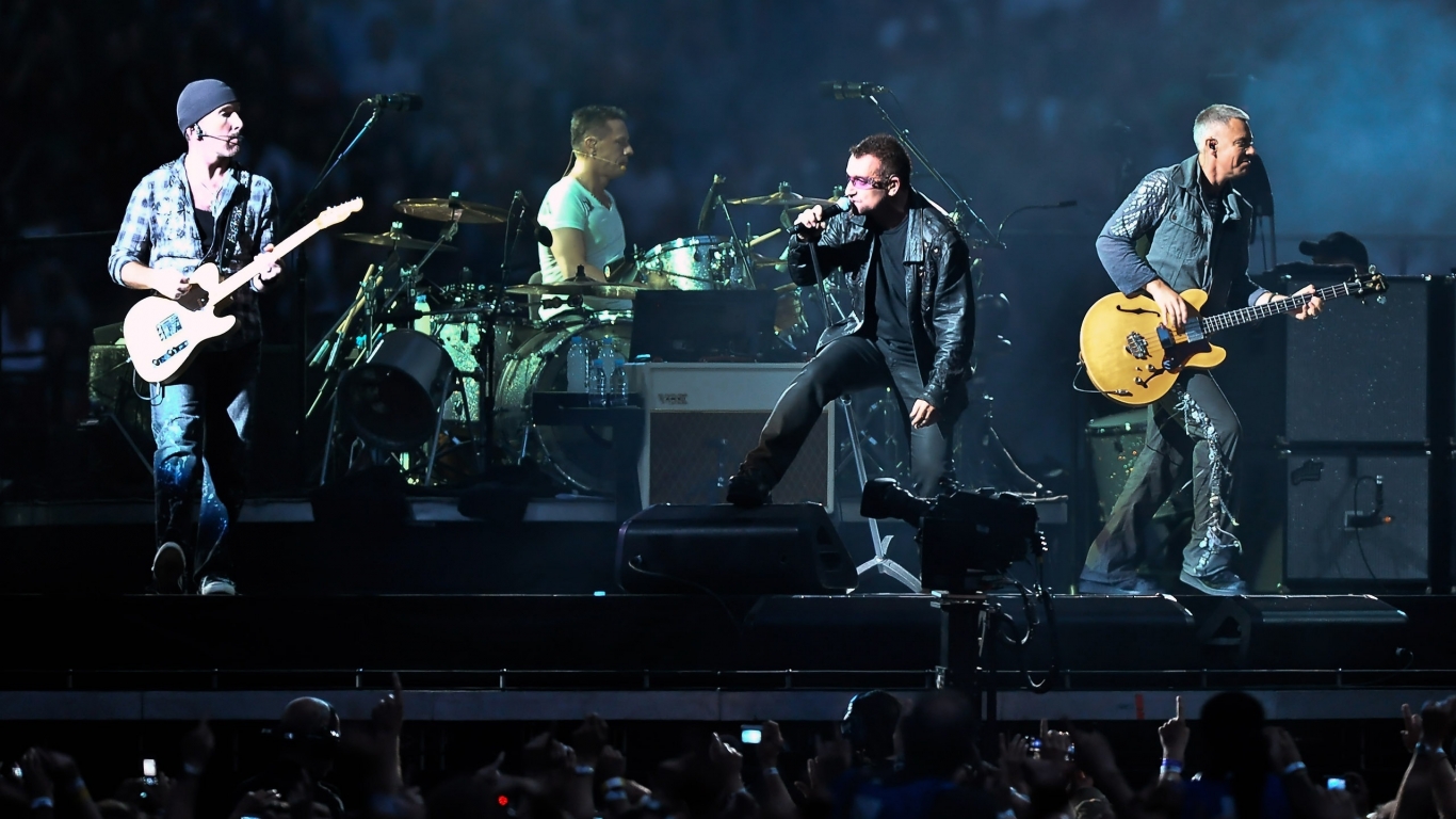 U2 band concert for 1366 x 768 HDTV resolution