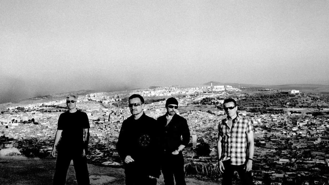 U2 black and white for 1366 x 768 HDTV resolution