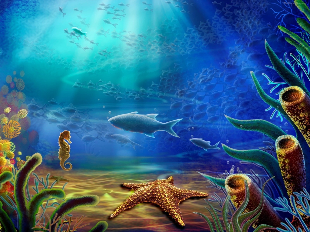 Under Water 3D View for 1024 x 768 resolution