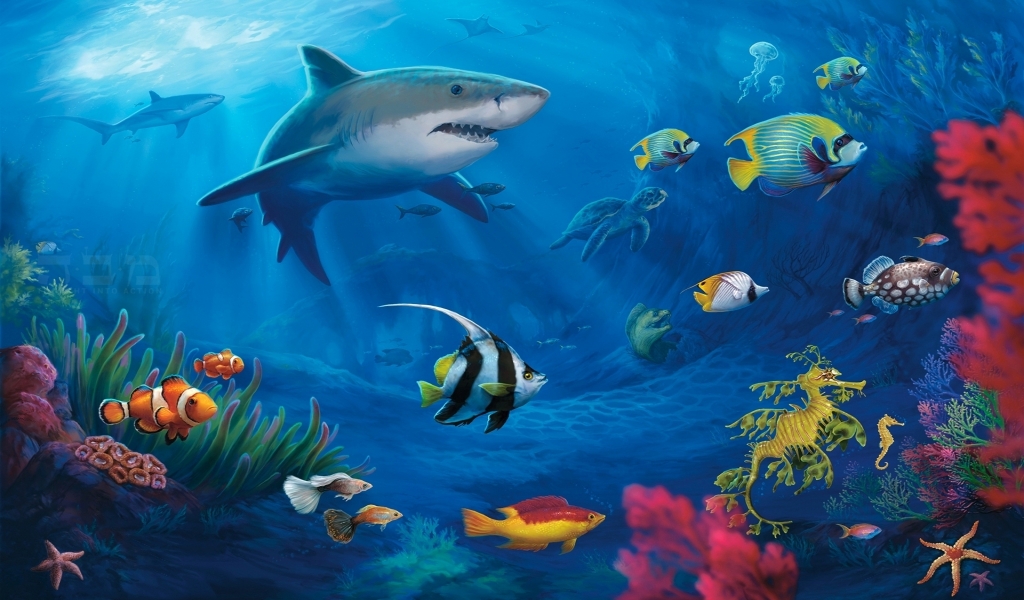 Underwater World Live for 1024 x 600 widescreen resolution