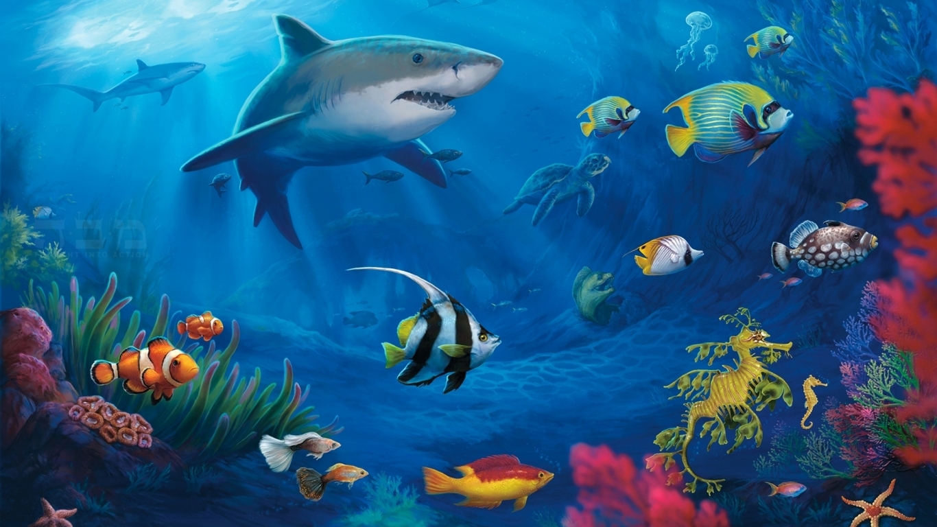 Underwater World Live for 1366 x 768 HDTV resolution