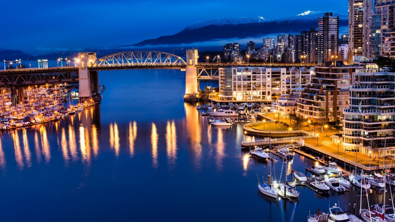 Vancouver Canada Night View for 1366 x 768 HDTV resolution