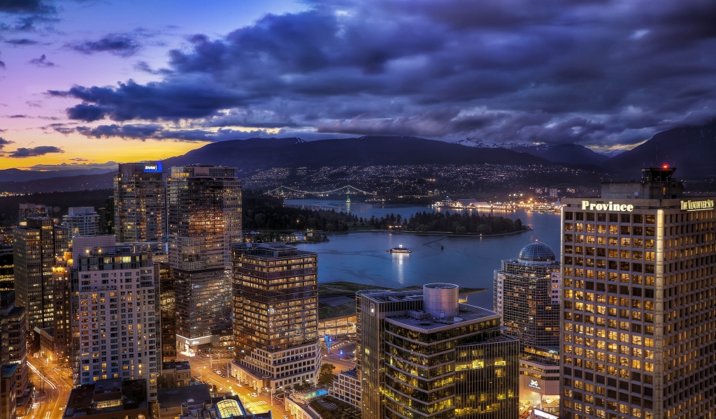 Vancouver City Skyline for 1024 x 600 widescreen resolution