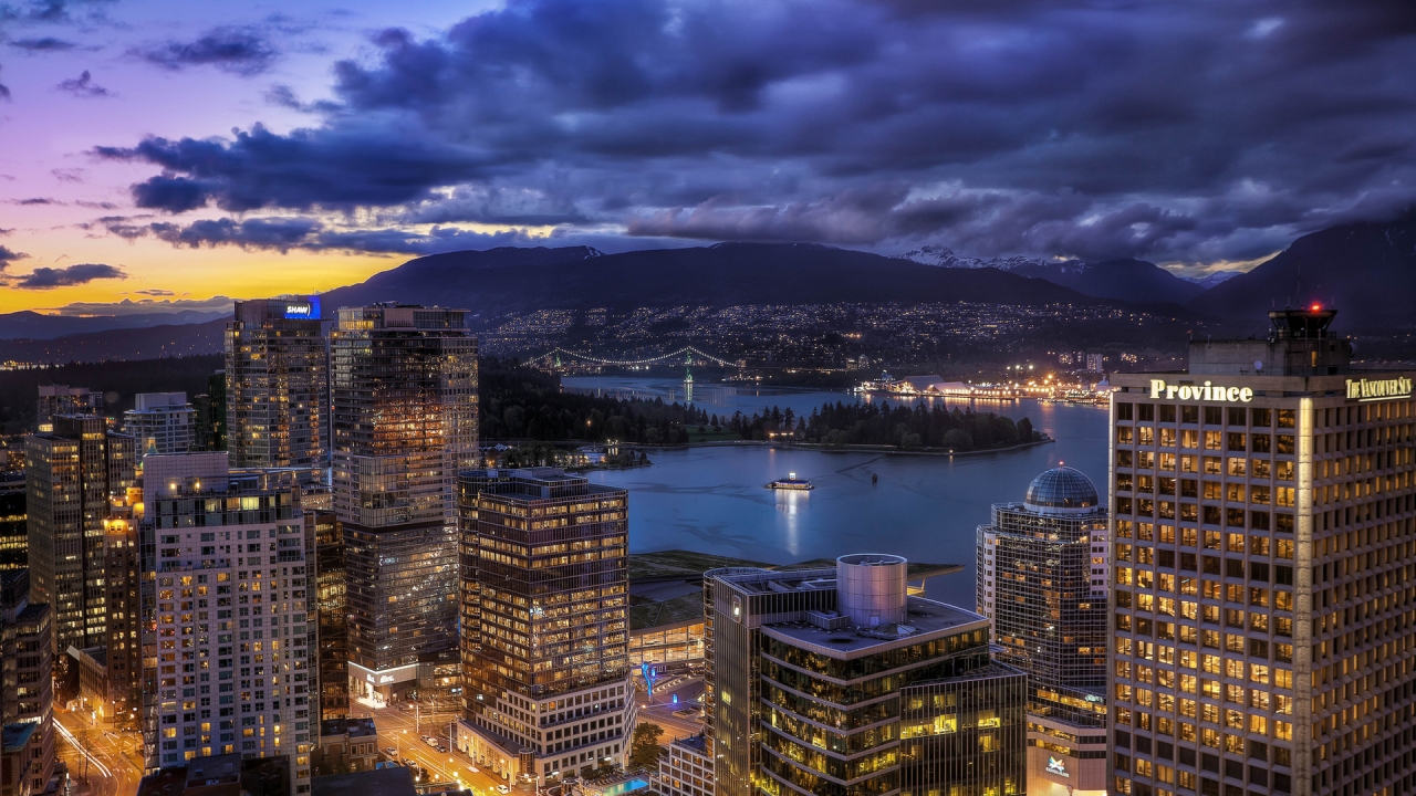 Vancouver City Skyline for 1280 x 720 HDTV 720p resolution