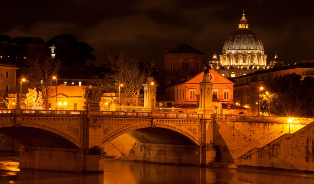 Vatican City Night Lights for 1024 x 600 widescreen resolution