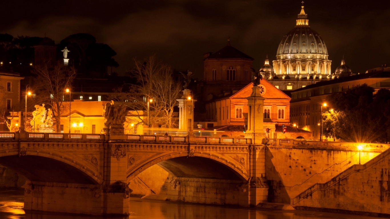 Vatican City Night Lights for 1366 x 768 HDTV resolution