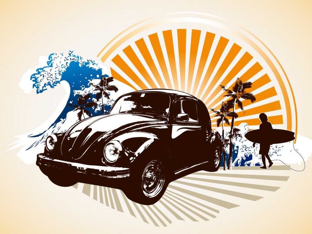 VW Beetle Vector for 1024 x 768 resolution