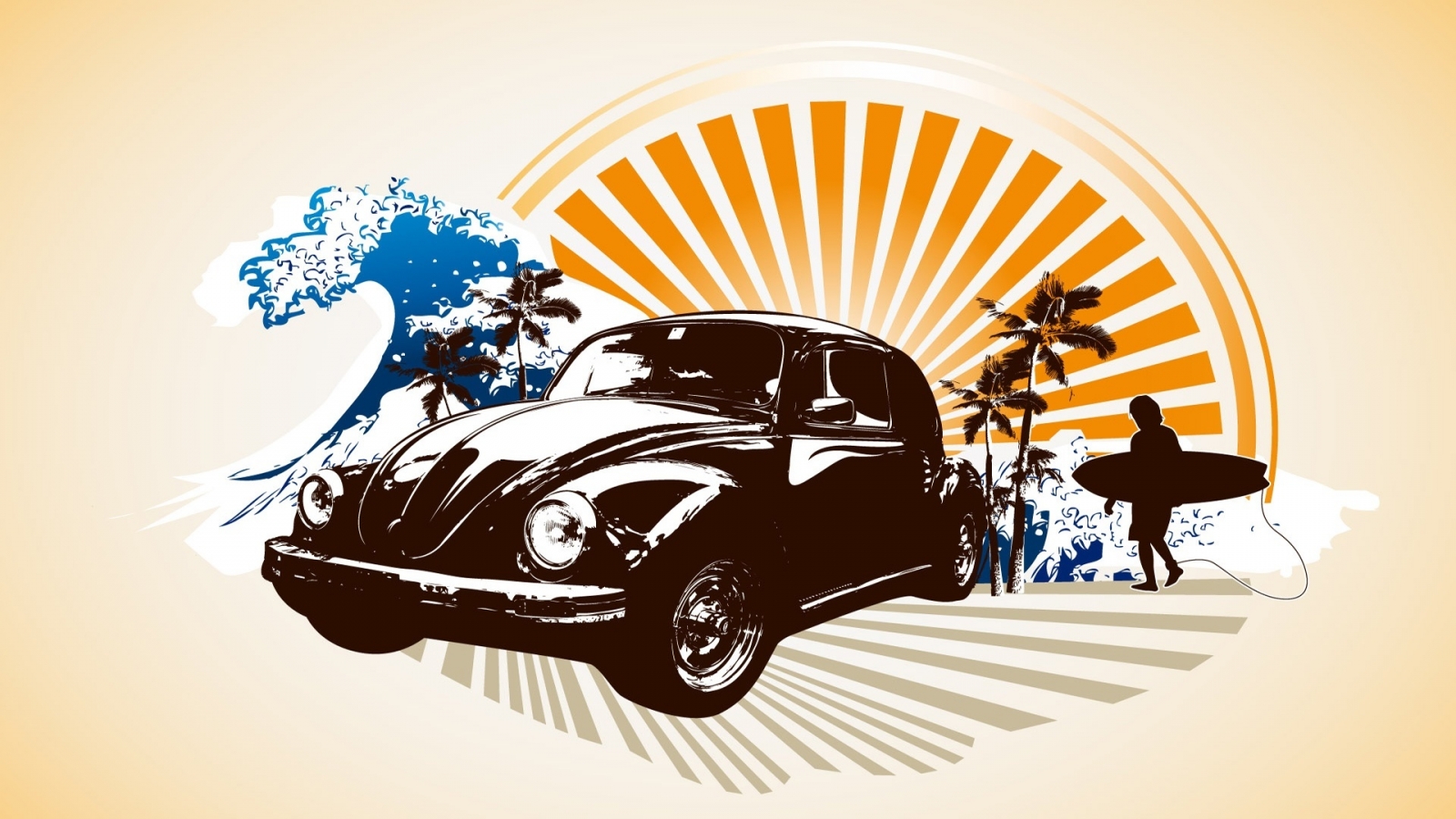 VW Beetle Vector for 1600 x 900 HDTV resolution