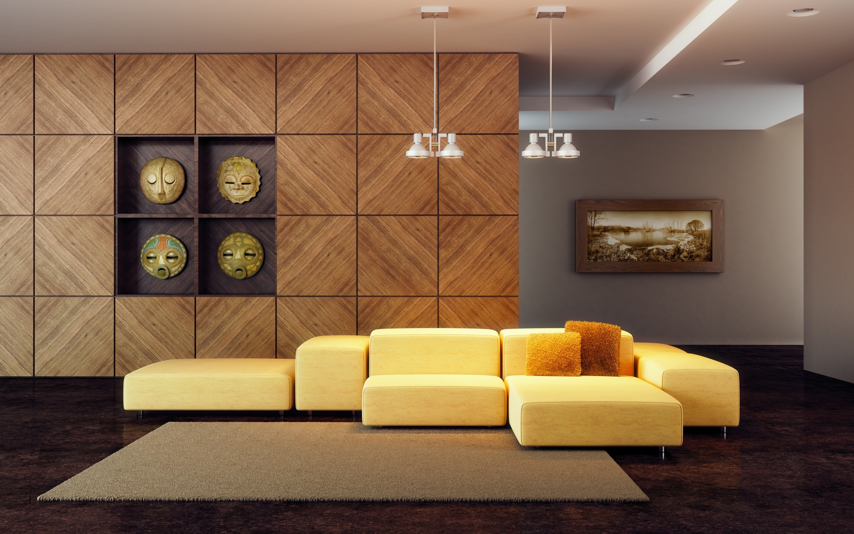 Warm and Modern Living Room for 2880 x 1800 Retina Display resolution