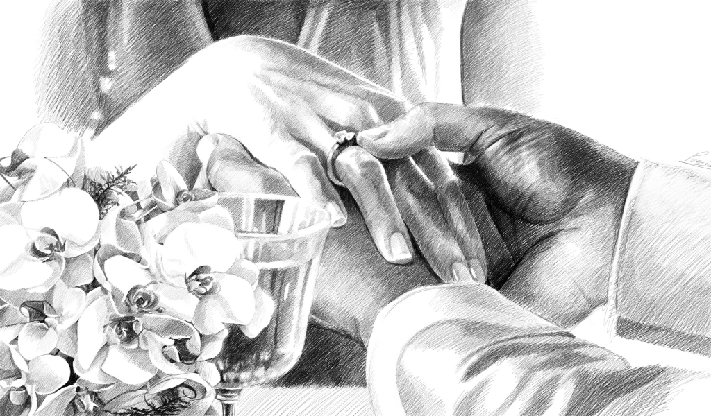 Wedding Drawing for 1024 x 600 widescreen resolution