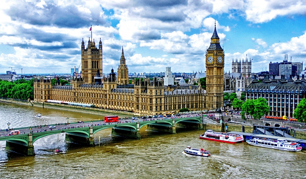 Westminster Bridge London for 1024 x 600 widescreen resolution