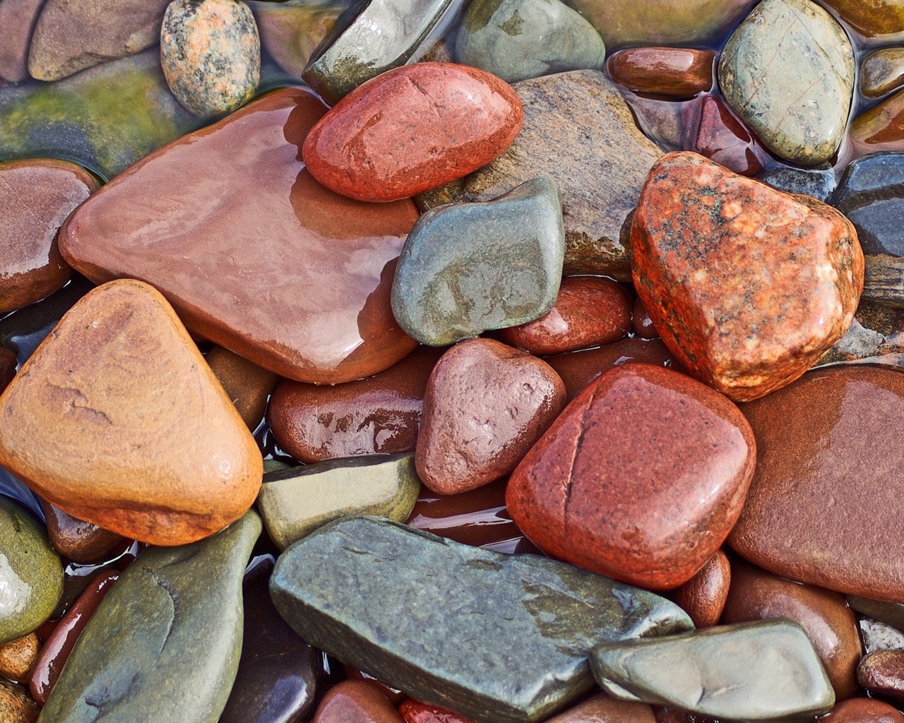 Wet colourful rocks for 1280 x 1024 resolution