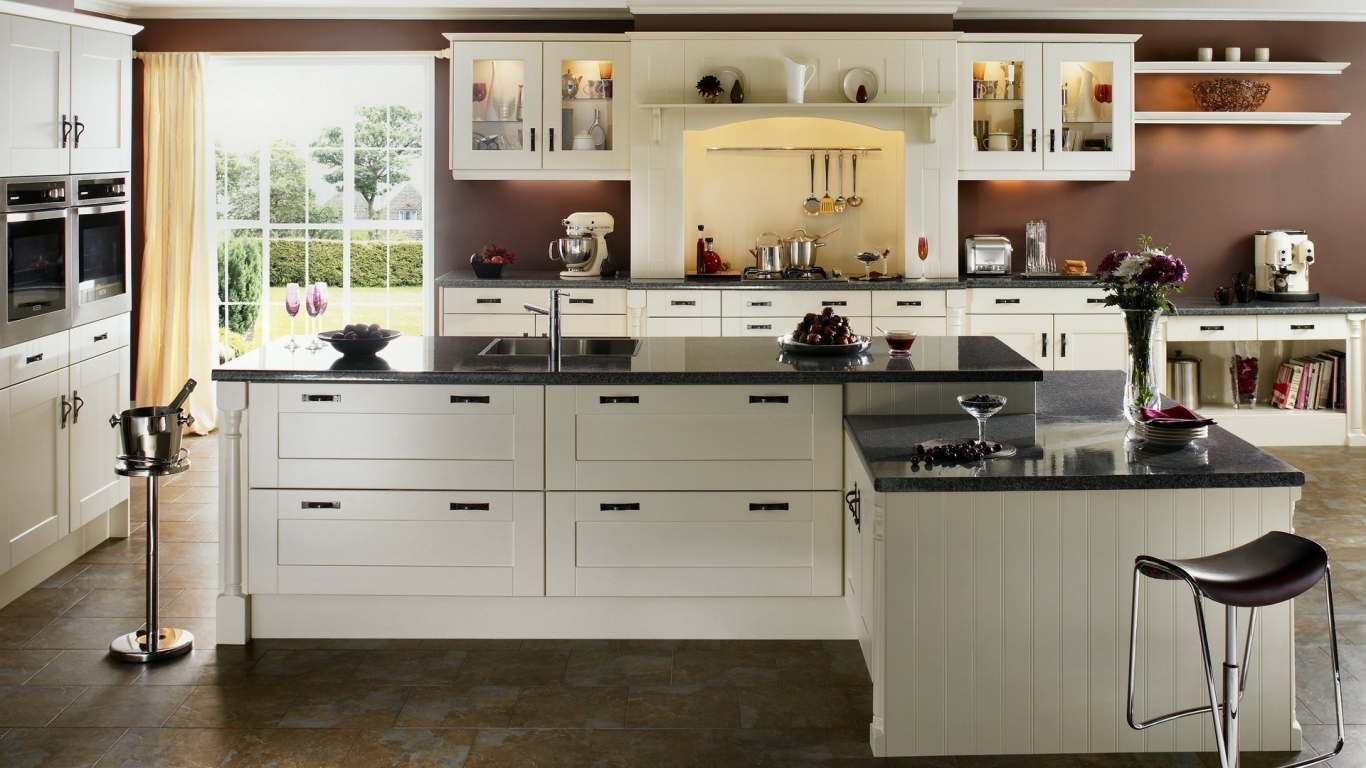 White Contemporany Kitchen for 1366 x 768 HDTV resolution