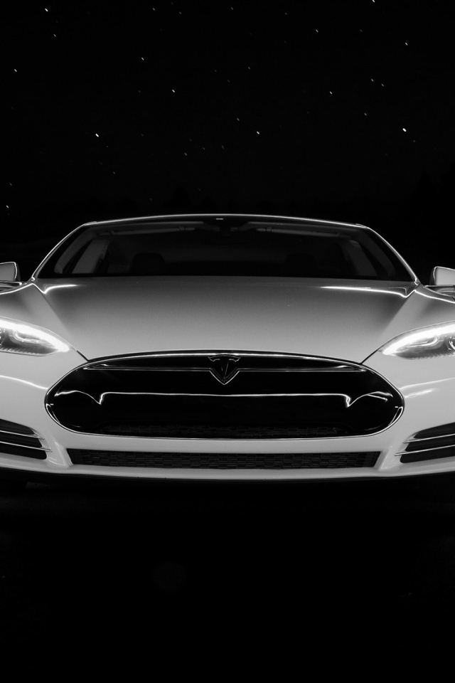 White Tesla Front  for 640 x 960 iPhone 4 resolution