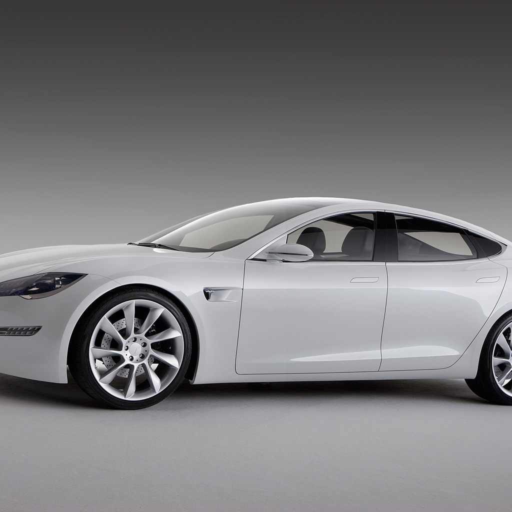 White Tesla Model S for 1024 x 1024 iPad resolution