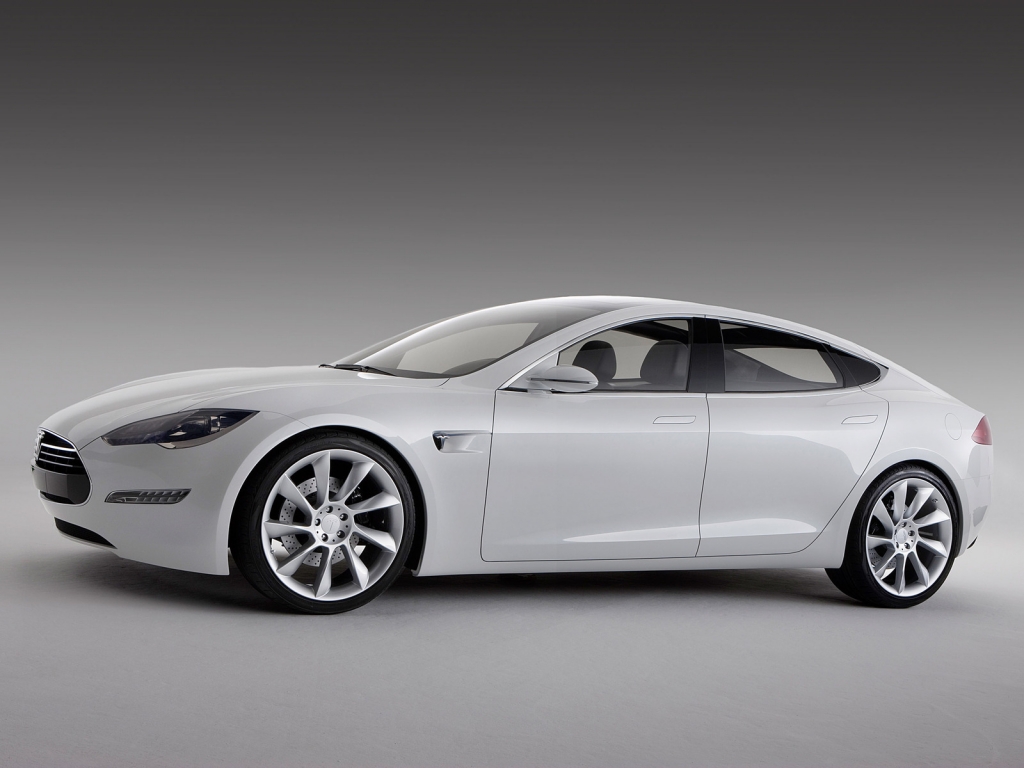 White Tesla Model S for 1024 x 768 resolution