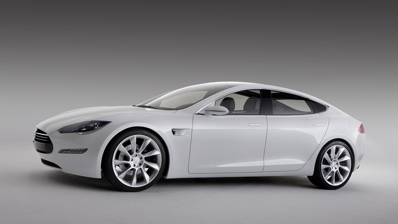 White Tesla Model S for 1280 x 720 HDTV 720p resolution