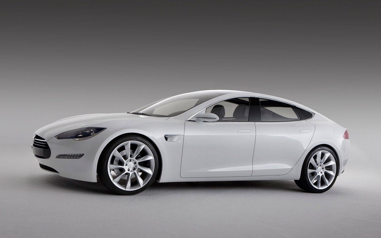 White Tesla Model S for 1280 x 800 widescreen resolution