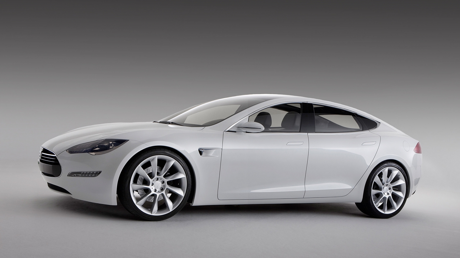 White Tesla Model S for 1600 x 900 HDTV resolution