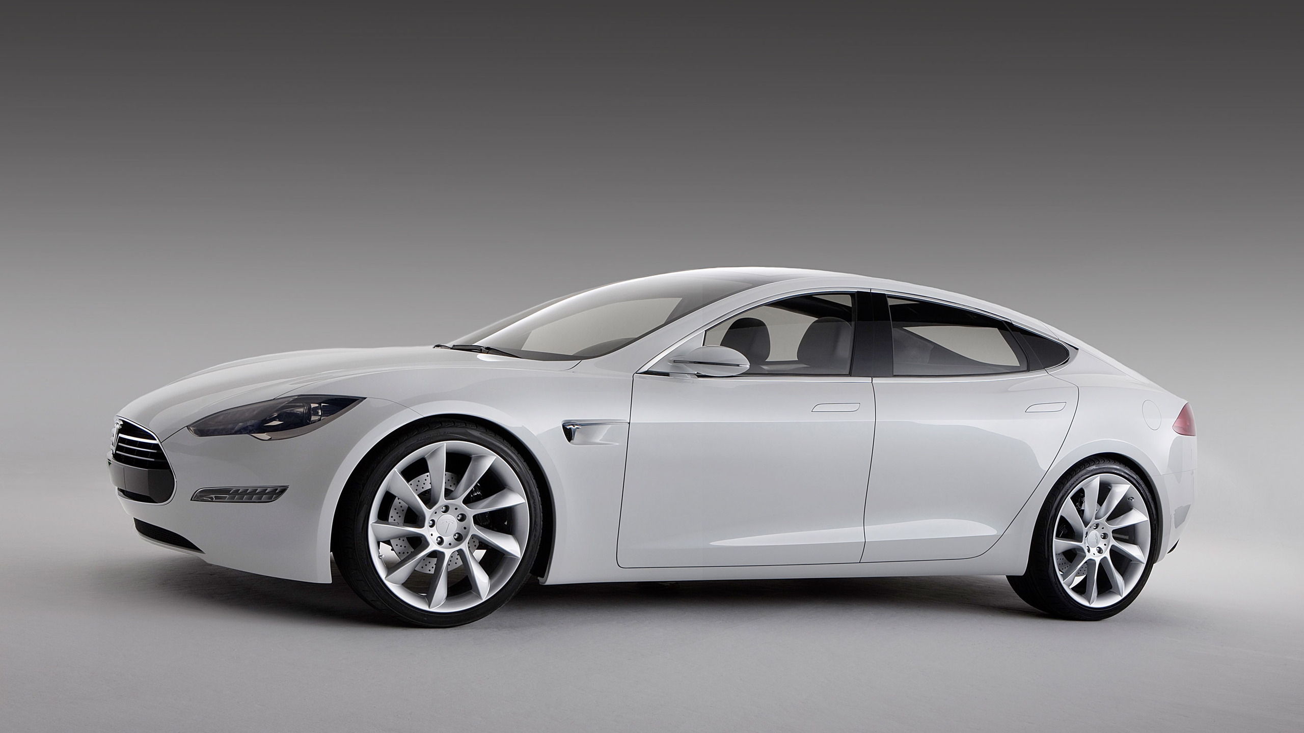 White Tesla Model S for 2560x1440 HDTV resolution