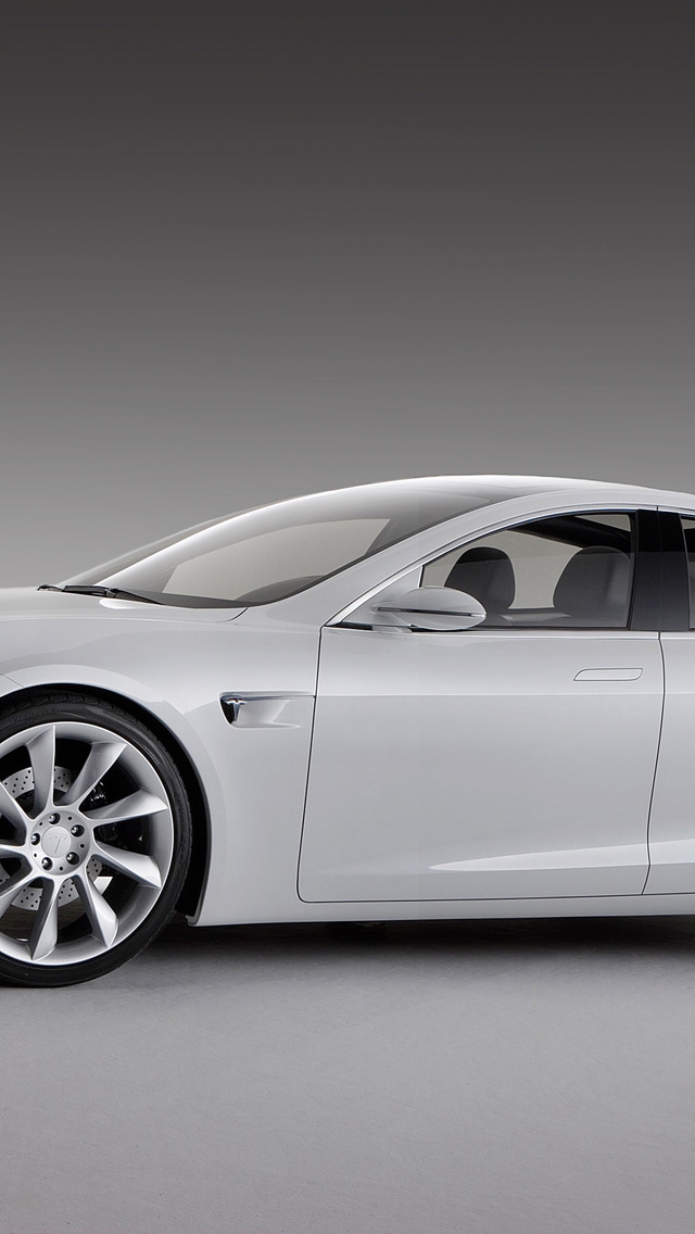 White Tesla Model S for 640 x 1136 iPhone 5 resolution