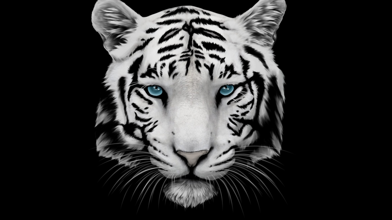 White Tiger and Blue Eyes for 1366 x 768 HDTV resolution